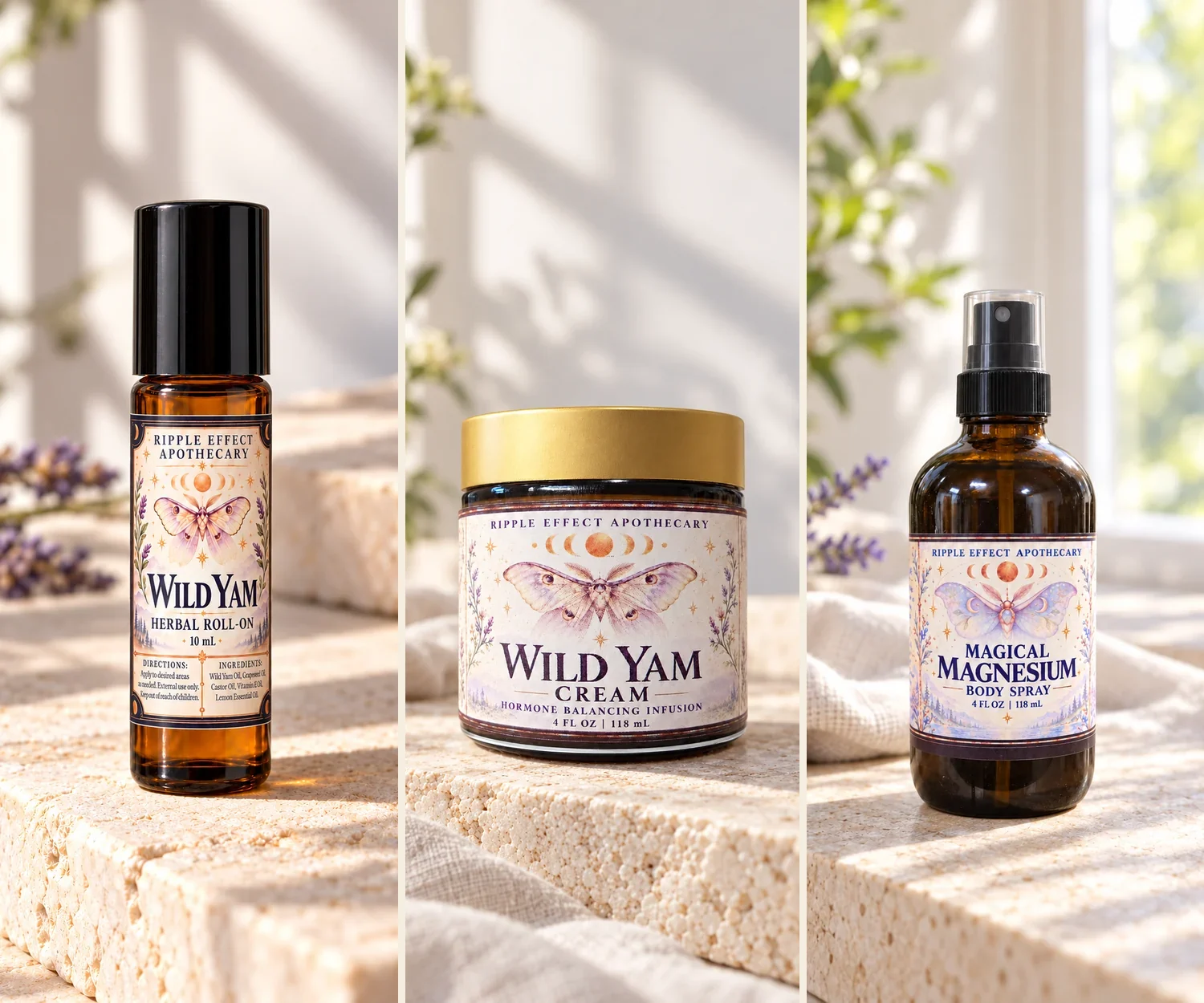 Hormone Harmony Trio with Wild Yam Cream, Herbal Roll-On, and Magical Magnesium