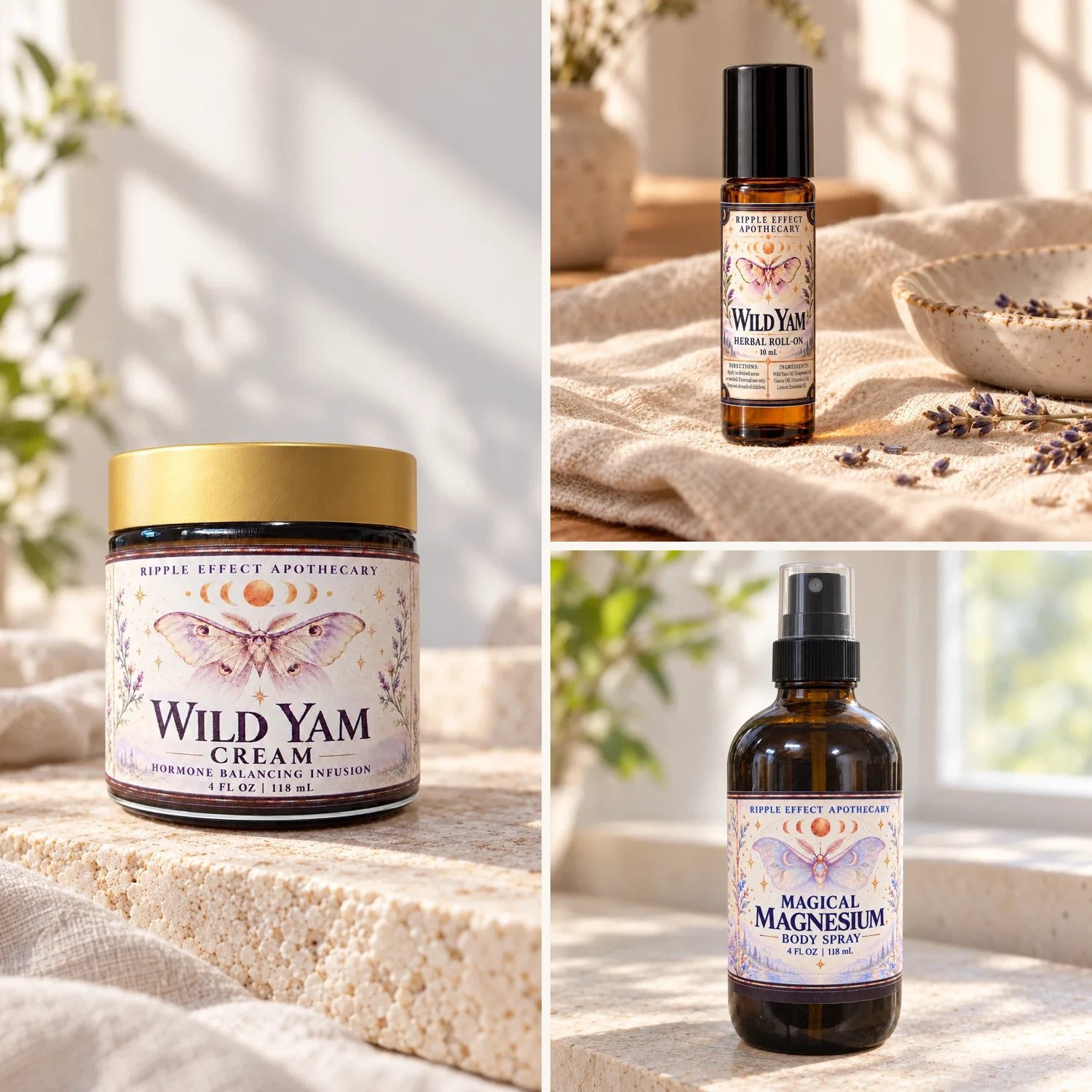 Hormone Harmony Trio with Wild Yam Cream, Herbal Roll-On, and Magical Magnesium