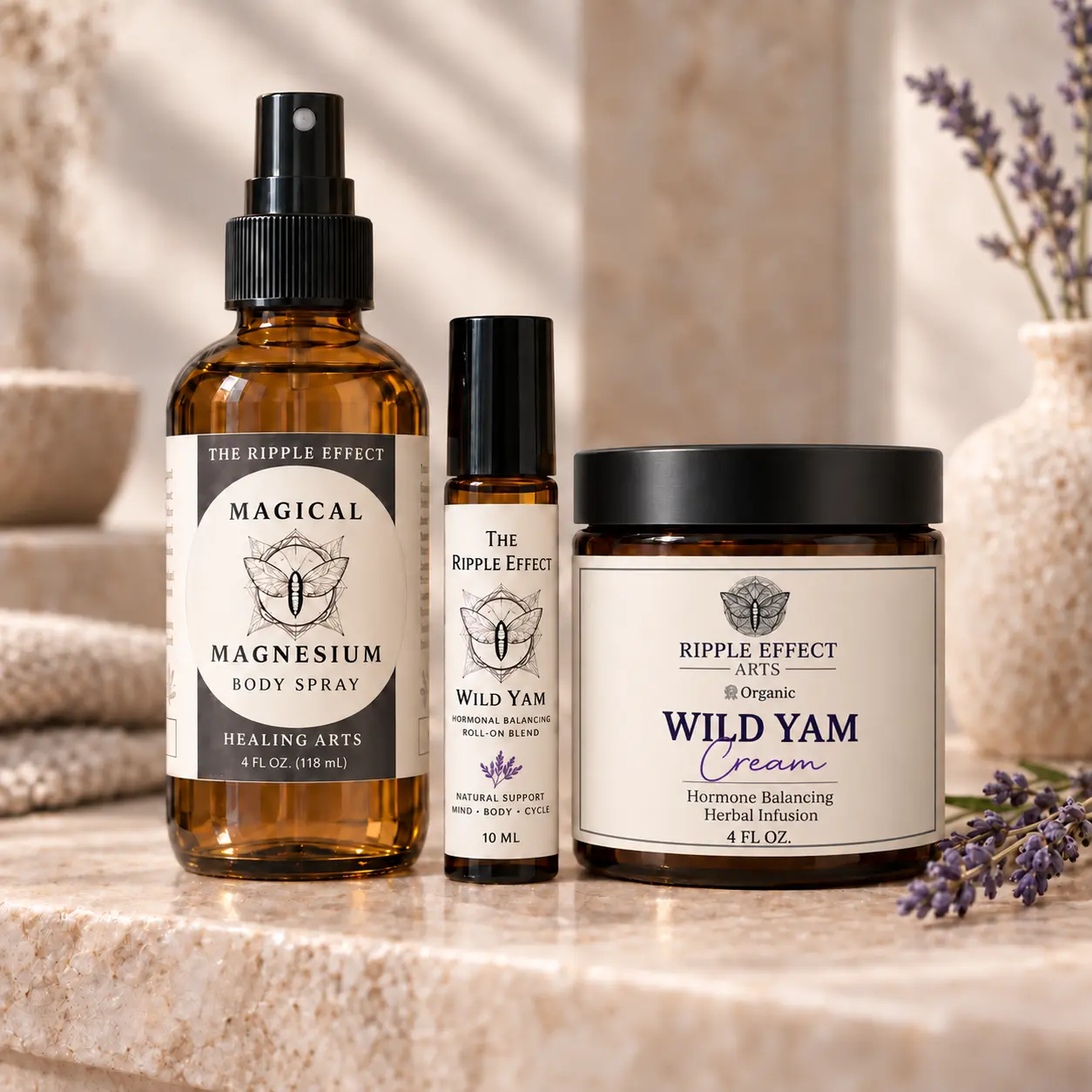 Hormone Harmony Trio with Wild Yam Cream, Herbal Roll-On, and Magical Magnesium