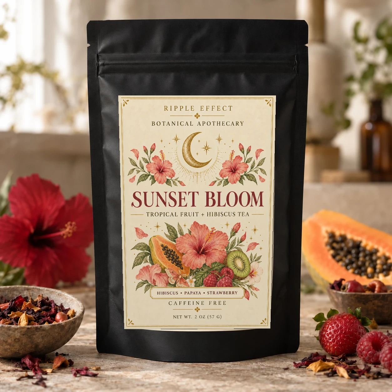 Sunset Bloom tea pouch